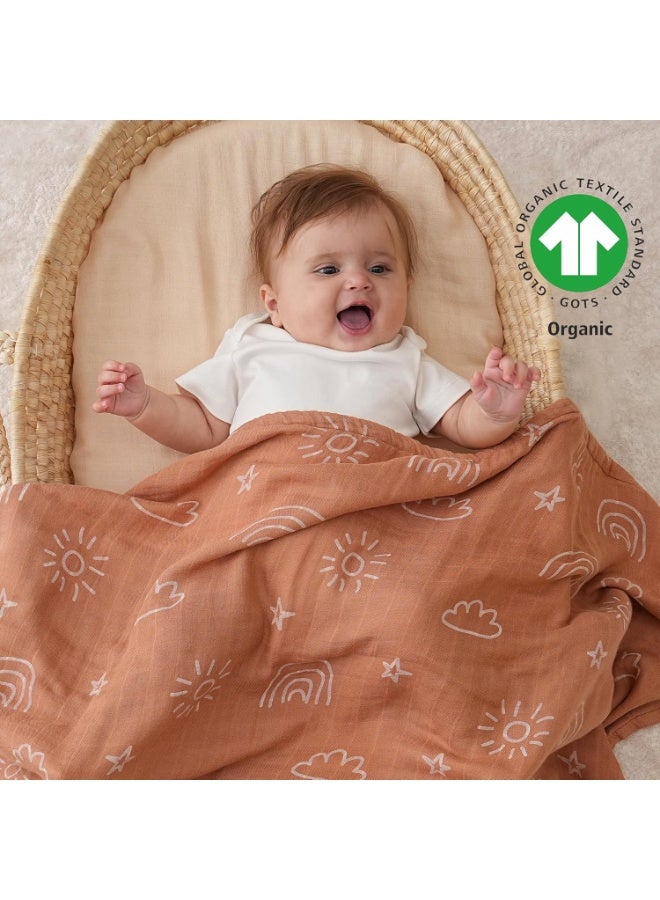 YOOFOSS Yoofoss Muslin Swaddle Blankets, 4-Pack Receiving Blankets for Baby Boys and Girls, 47 x 47 Inches Baby Blanket Neutral Swaddle Wrap 70% Rayon from Bamboo and 30% Organic Cotton Brown Animals - Image 3