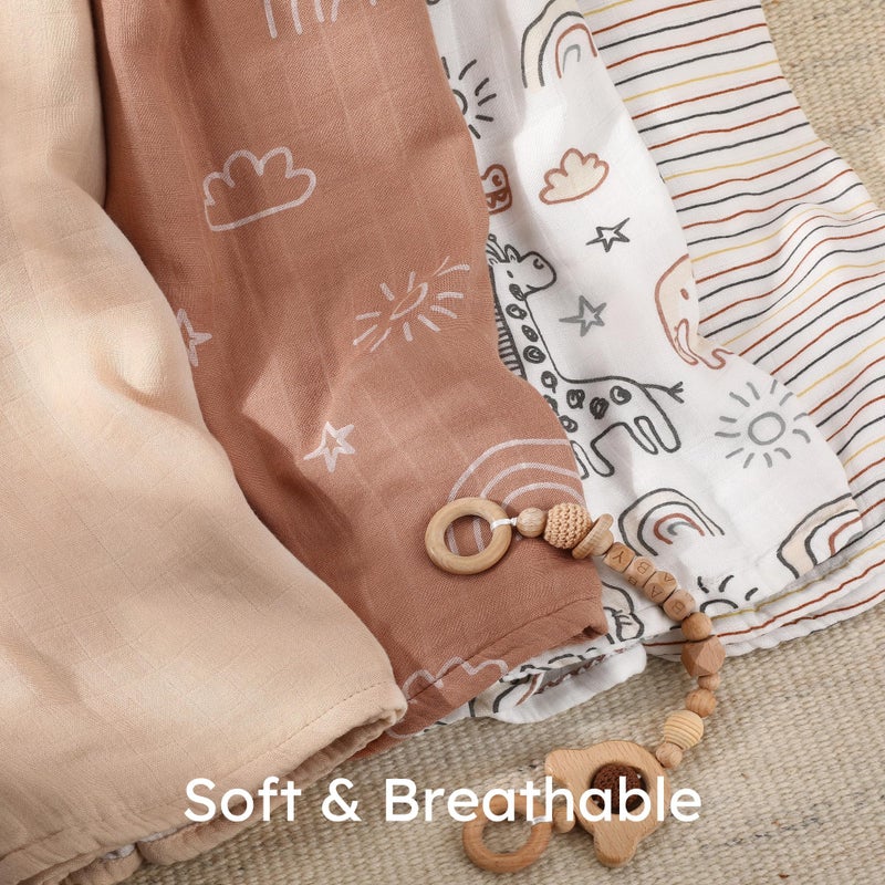 Yoofoss Muslin Swaddle Blankets, Organic Baby Blankets, 47 x 47 Inches Receiving Blanket for Baby Boys and Girls, Baby Essentials for Newborns Soft Breathable - Image 5
