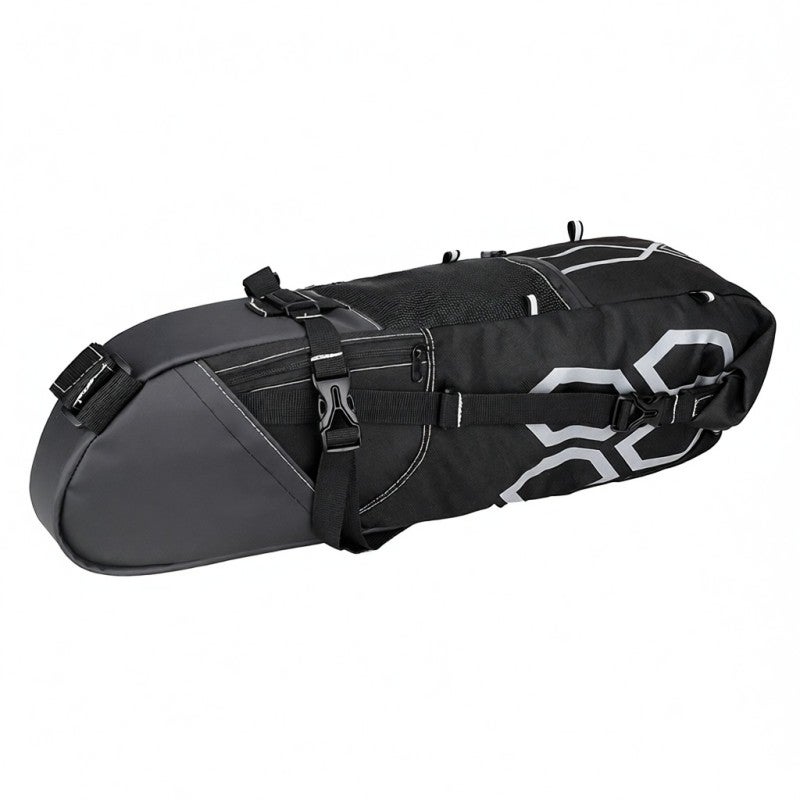 B-SOUL Bike Saddle Bag 10L Fold/12L Unfold Polyester Oxford Water Repellent - PE Block Support Reflective Strip Cycling Saddle Pouch for Riding Enthusiasts - Image 1