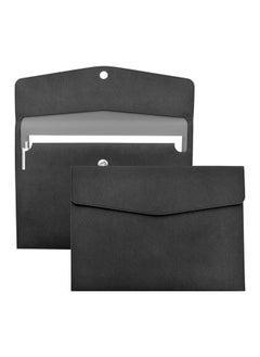 VANRA 1 Piece Pu Leather Envelope File Folders A4 Paper Document Filing Envelope Document Organizer Leather Portfolio Folder Holder With Magnetic Closure (Black)  - Image 1