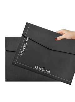 VANRA 1 Piece Pu Leather Envelope File Folders A4 Paper Document Filing Envelope Document Organizer Leather Portfolio Folder Holder With Magnetic Closure (Black)  - Image 2
