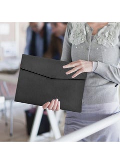 VANRA 1 Piece Pu Leather Envelope File Folders A4 Paper Document Filing Envelope Document Organizer Leather Portfolio Folder Holder With Magnetic Closure (Black)  - Image 5