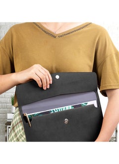VANRA 1 Piece Pu Leather Envelope File Folders A4 Paper Document Filing Envelope Document Organizer Leather Portfolio Folder Holder With Magnetic Closure (Black)  - Image 4