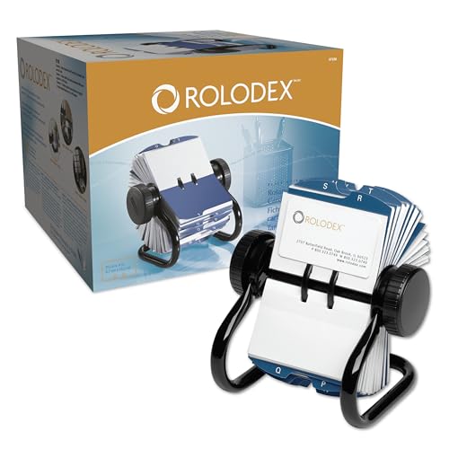 Rolodex® Rotary Business Card File, 400-Card Capacity, Black - Image 1