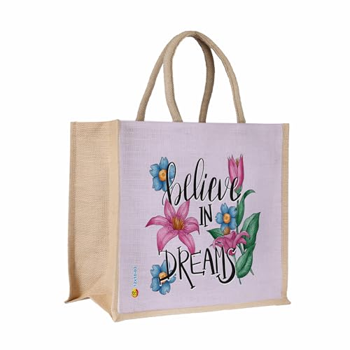 Sangra Multicolour Jute bag for Women and Men Lunch Bag with Zip and Handle (Small) (Pack of Two) - Image 3