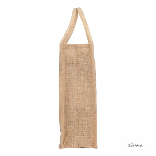 Sangra Multicolour Jute bag for Women and Men Lunch Bag with Zip and Handle (Small) (Pack of Two) - Image 5
