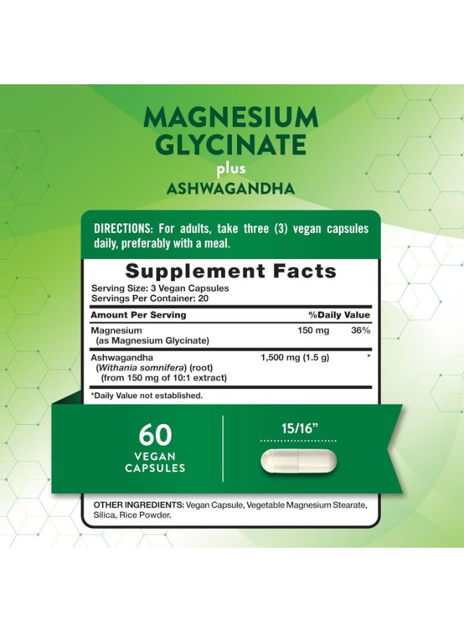 Nature's Truth Magnesium Glycinate with Ashwagandha | 60 Capsules | Vegan, Non-GMO & Gluten Free Supplement - Image 2