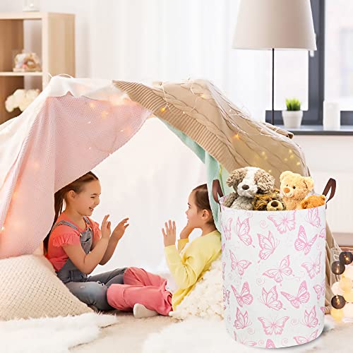 CLOCOR Pink Laundry Basket,Waterproof Nursery Hamper for Baby Girl ,Collapsible Storage Baskets for Girls Bedroom,Kids Toys Storage Bin,Room Decor,Gift Basket（Pink Butterfly - Image 3