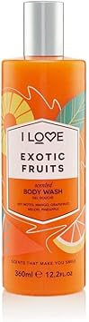 I Love Exotic Fruits Scented Body Wash Rich Creamy Foam Which Contains Natural Fruit Extracts Includes Pro Vitamin B5 For Moisturised Silky Smooth Skin CrueltyFree VeganFriendly 350ml - Image 1