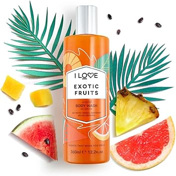 I Love Exotic Fruits Scented Body Wash Rich Creamy Foam Which Contains Natural Fruit Extracts Includes Pro Vitamin B5 For Moisturised Silky Smooth Skin CrueltyFree VeganFriendly 350ml - Image 4