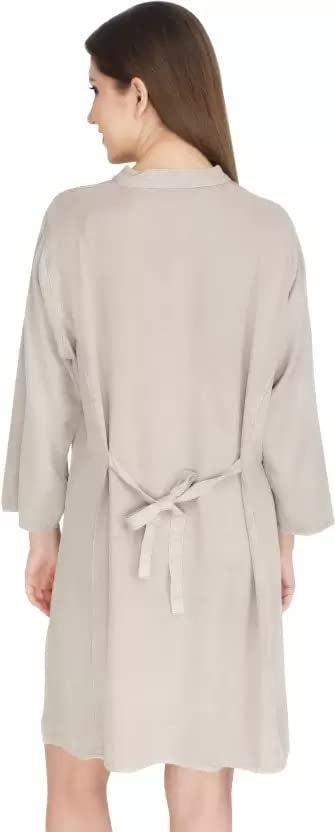 Ukal Women's Plus Size Tunic Tops Summer Long Sleeve Round Neck Blouses-Dress Ruffle Flowy Up T Shirts (Light Beige) - Image 5