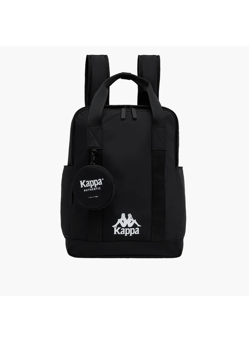 Kappa Kappa Logo Print Backpack with Adjustable Shoulder Straps and Pouch