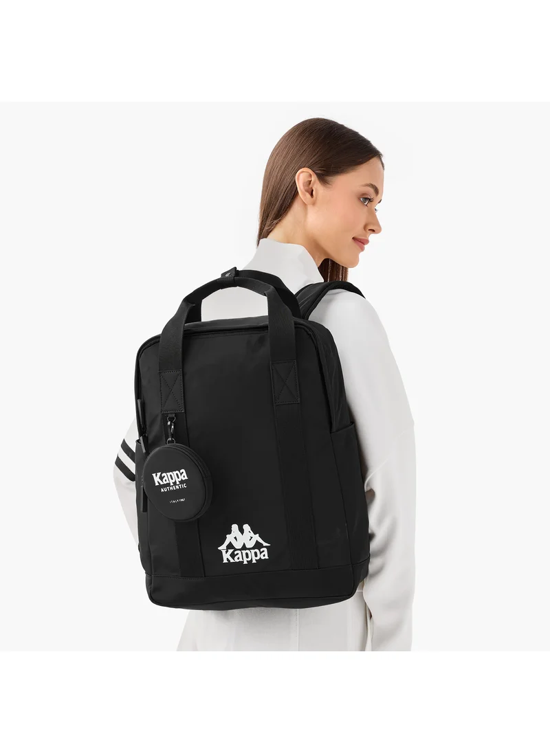 Kappa Kappa Logo Print Backpack with Adjustable Shoulder Straps and Pouch
