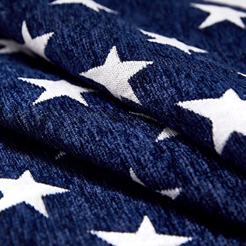 Sunday Praise Set of 2 Soft Chenille Decorative Patriotic Throw Pillow Cover Case Geometric Stars July 4th Accent Square Cushion Cover Case Sham for Couch Sofa Bed Car 18 x 18 Inch 45x45 cm (Blue) - Image 5