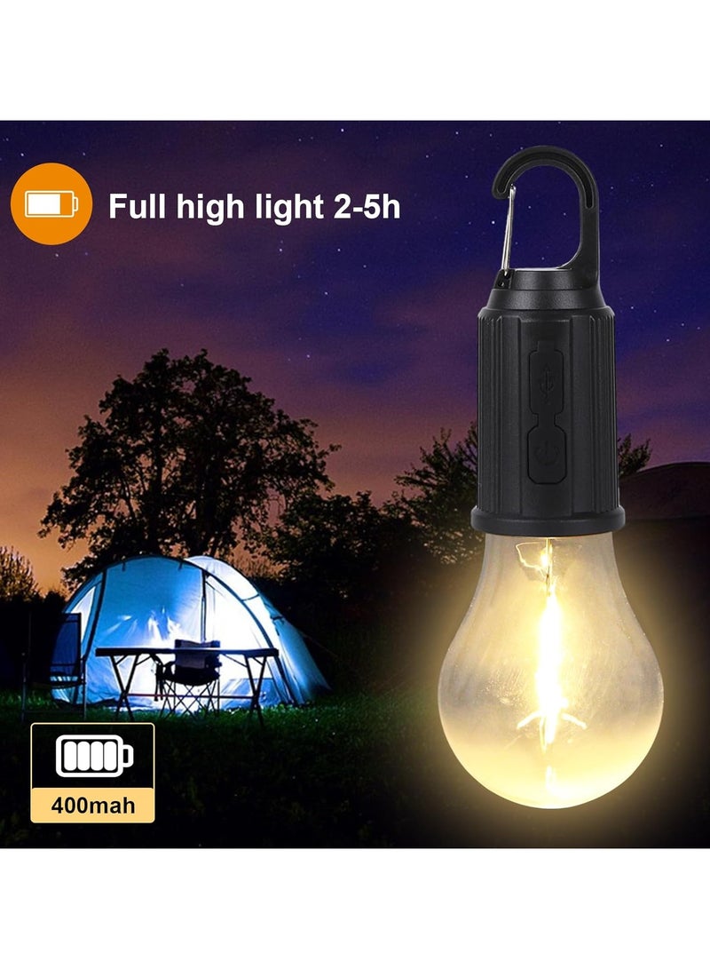 كيمايا قطعتان من مصابيح التخييم القابلة لإعادة الشحن للخيام، عبوة من قطعتين من مصابيح LED للتخييم بتصميم كلاسيكي بثلاثة أوضاع إضاءة، مصباح خيمة محمول لإضاءة الطوارئ مع خطاف تثبيت للتخييم والمشي لمسافات طويلة وصيد الأسماك وحمل حقائب الظهر - Image 3