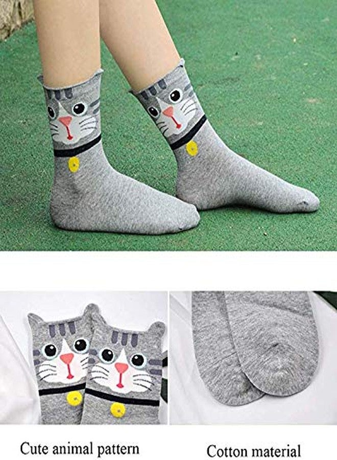 Malvina Lovely Cartoon Cotton Animal Girl Sock (Multicolor, Freesize)- (Pack of 02) - Image 5