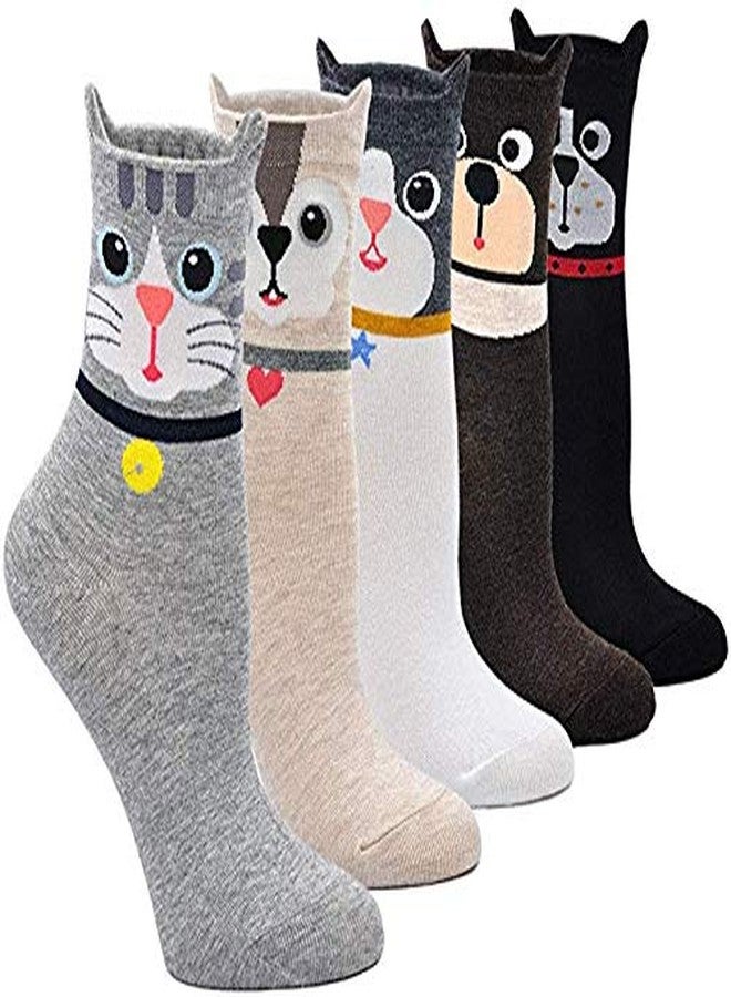 Malvina Lovely Cartoon Cotton Animal Girl Sock (Multicolor, Freesize)- (Pack of 02) - Image 1