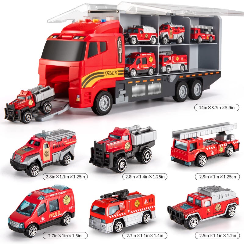 TEMI Toddler Toys for 3 4 5 6 Years Old Boys Diecast Alloy Metal Emergency Fire Rescue Vehicle Transport Car  Truck Toys Set wPlay Mat for Age 39 Toddlers Kids Boys  Girls - Image 3