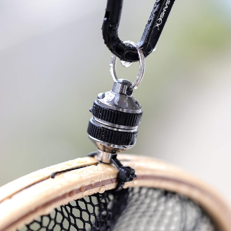SAMSFX Fishing Strongest Magnetic Net Release Magnet Clip Holder Retractor with Coiled Lanyard (Black Grips) - Image 3