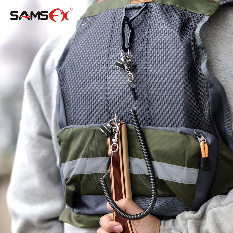 SAMSFX Fishing Strongest Magnetic Net Release Magnet Clip Holder Retractor with Coiled Lanyard (Black Grips) - Image 5