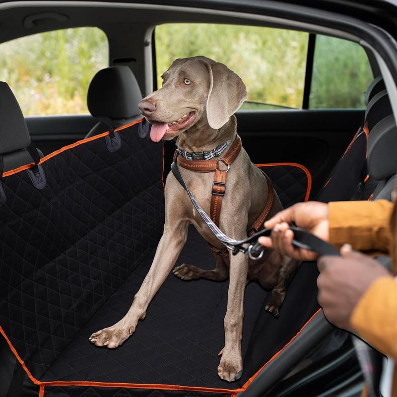 Wakauto Waterproof Dog Car Seat Cover Pet Mat with Orange Trim 137x147cm Backseat Protector Hammock for Car Use - Image 5