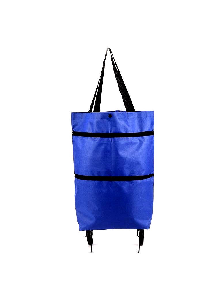 Generic - Foldable Shopping Cart Bag with Wheels Blue - Image 1