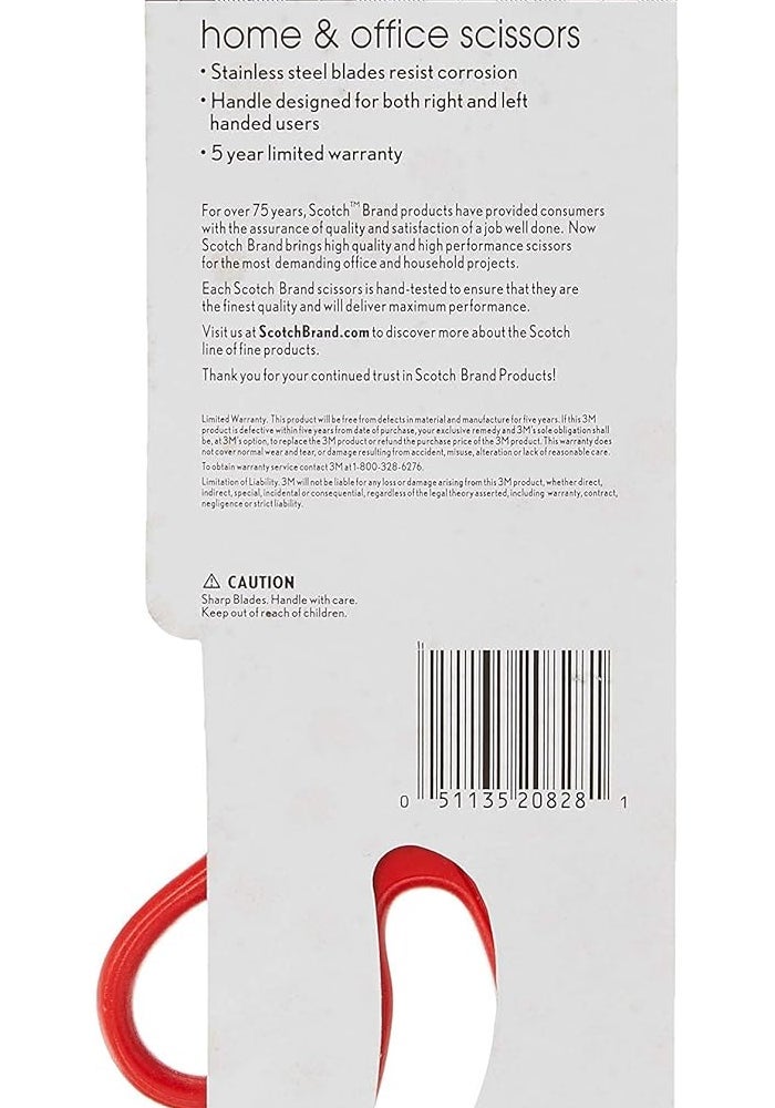 Scotch Universal Home & Office Scissors 7 in (18 cm) - Stainless Steel Blades - Red - Image 5