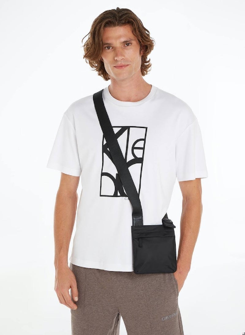 CALVIN KLEIN Men's Faded Flat Crossover Bag - Polyester, Black - Image 2