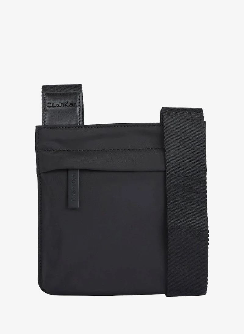 CALVIN KLEIN Men's Faded Flat Crossover Bag - Polyester, Black