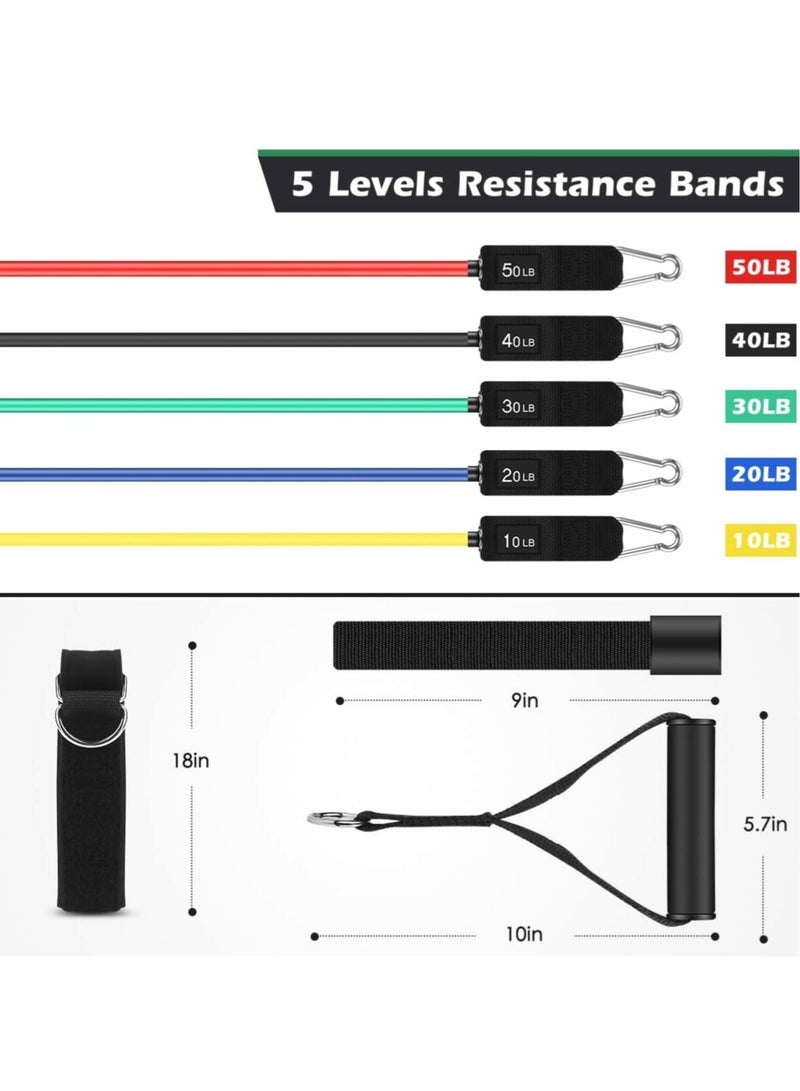 بوفان مجموعة أحزمة مقاومة (11 قطعة)، للرجال والنساء - أحزمة تمارين بمقابض، مثبت باب، أحزمة للكاحل - مثالية لتمارين المقاومة الشديدة، والعلاج الطبيعي، واليوغا، والتمارين المنزلية - شكّل جسمك - Image 3