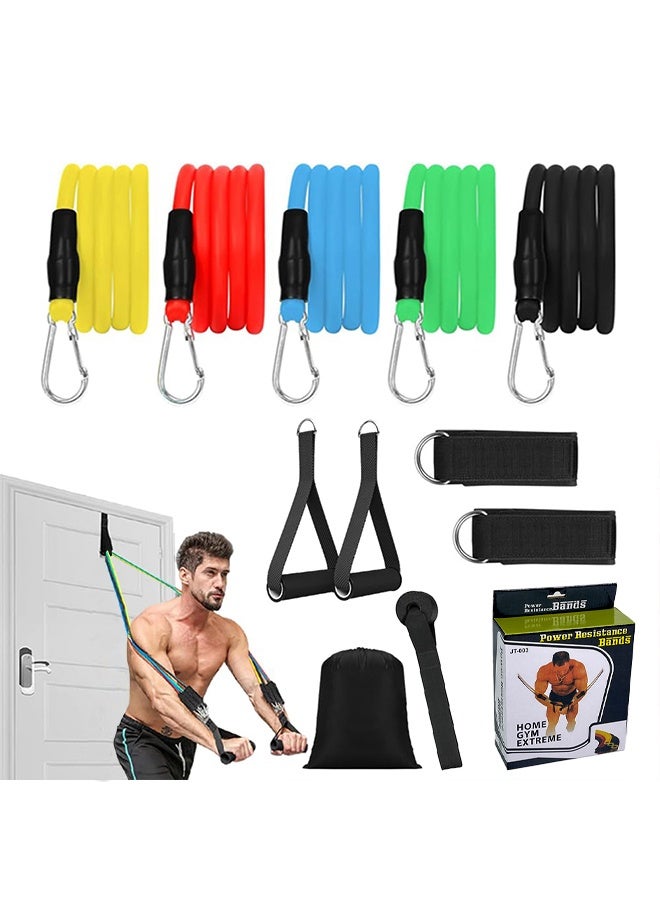 بوفان مجموعة أحزمة مقاومة (11 قطعة)، للرجال والنساء - أحزمة تمارين بمقابض، مثبت باب، أحزمة للكاحل - مثالية لتمارين المقاومة الشديدة، والعلاج الطبيعي، واليوغا، والتمارين المنزلية - شكّل جسمك - Image 1
