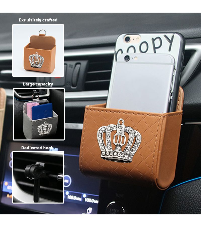 Silvery Car Organizer Hanging Air Vent Style Detachable Minimalist Space Saving Easy Access Prevents Falling - Image 3