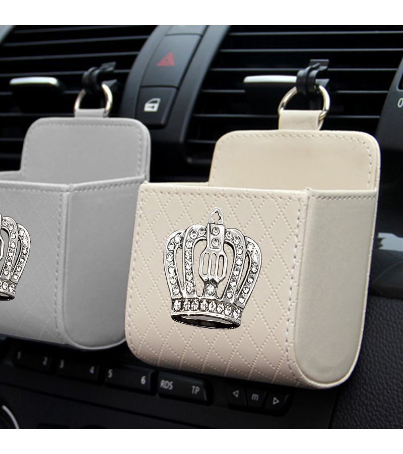 Silvery Car Organizer Hanging Air Vent Style Detachable Minimalist Space Saving Easy Access Prevents Falling - Image 1
