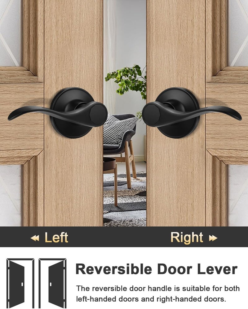 Tinewa Camelot Trim Lower Half Handleset, Matte Black Finish, Upgated Entry Door Handle with Accent Wave Door Lever for Electronic Keypad with Drop Interior Left Handed Lever - Image 4