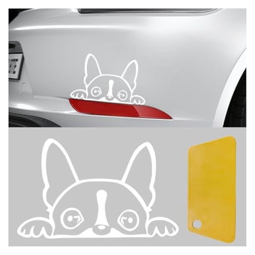 BDZMC Boston Terrier Dog Peeking Car Sticker 6 Inch Car Window Decal Clear PET Decoration Sticker for Car Truck Bumper Mirror Laptop Water Bottle White - Image 1