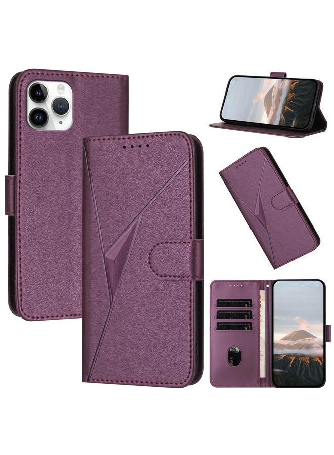 Zaboon Case For iPhone 11 Pro Triangle Pattern Buckle Clasp Leather Phone Case - Image 1