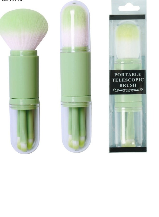 Beauenty 4 in 1 Makeup Brush Beauty Tool Mini Eye Brush Skin Tone Retractable makeup brush Portable makeup brush Fruit Green - Image 1