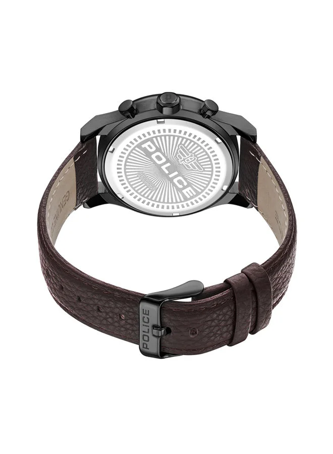 POLICE POLICE - Polysh Watch For Men Burgundy Brown Leather Strap - PEWJF0006203