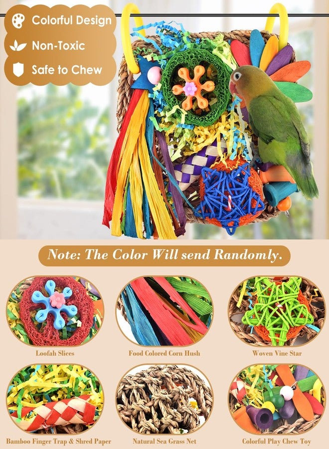 ERKOON Bird Cockatiel Toys Foraging Toys Hanging Parrot Toys for Lovebrid Parakeets Conures Bird Foraging Wall with Colorful Toys for Birds Shredding Seagrass, Birds Cage Toy accessories - Image 3