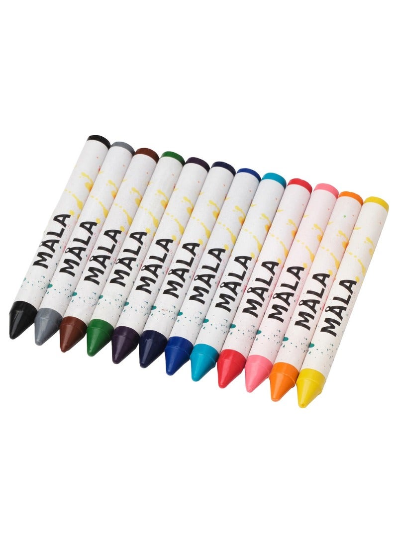 MALA Wax Crayon, Mixed Colours, 12 pcs - Image 1