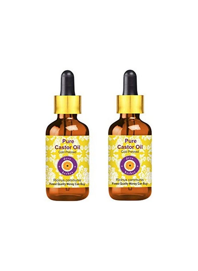Deve Herbes Pure Castor Oil (Ricinus Communis) With Glass Dropper 100% Natural Therapeutic Grade Cold Pressed (Pack Of Two)100Ml X 2. - Image 1