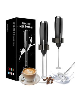 Joyelink Milk Frother Handheld, Kitchen Powerful Electric Foam Maker with Stand, Battery Powered Foamer Blender Drink Mixer for Coffee Latte Cappuccino Hot Chocolate Matcha Egg（Black）  - Image 1