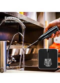 Joyelink Milk Frother Handheld, Kitchen Powerful Electric Foam Maker with Stand, Battery Powered Foamer Blender Drink Mixer for Coffee Latte Cappuccino Hot Chocolate Matcha Egg（Black）  - Image 4