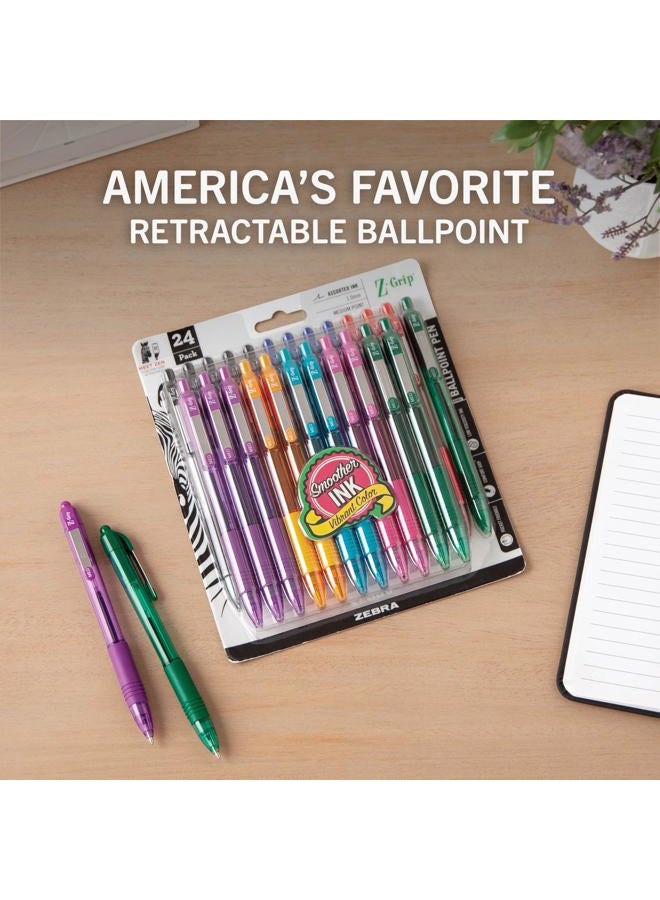 Zebra Pen Z-Grip Retractable Ballpoint Pen, Medium Point, 1.0mm, Assorted Fashion Colors - 24 Pieces (Packaging may vary) - Image 2