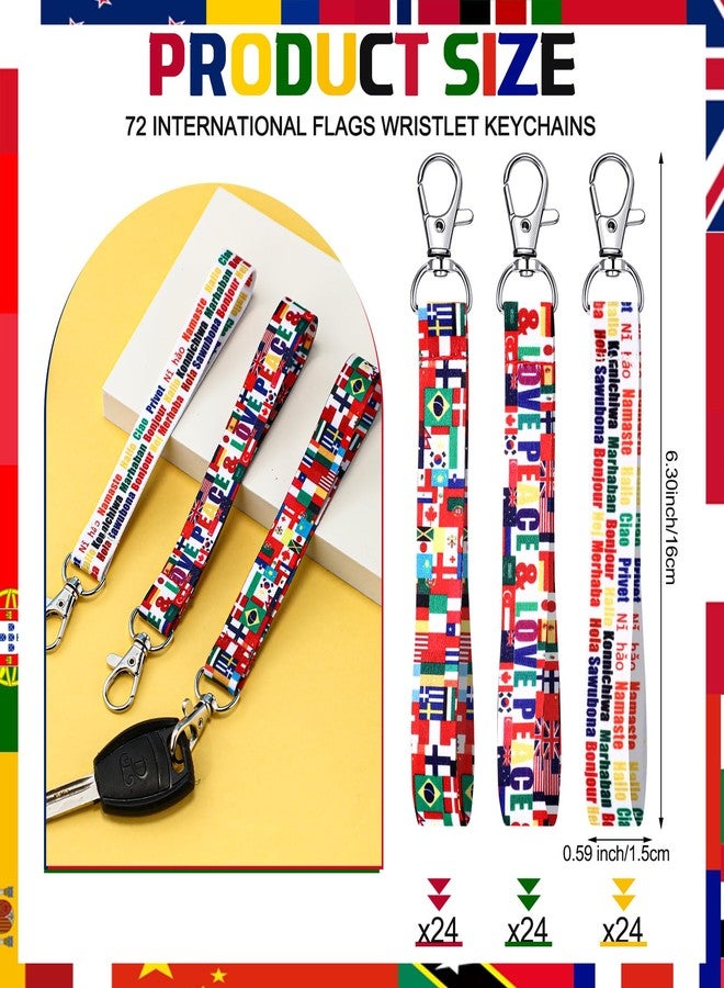 Equsion 72 Pcs World Flag International Wristlet Lanyard Keychains Christmas Around The World Party Favors for Patriot Friend Gifts - Image 2