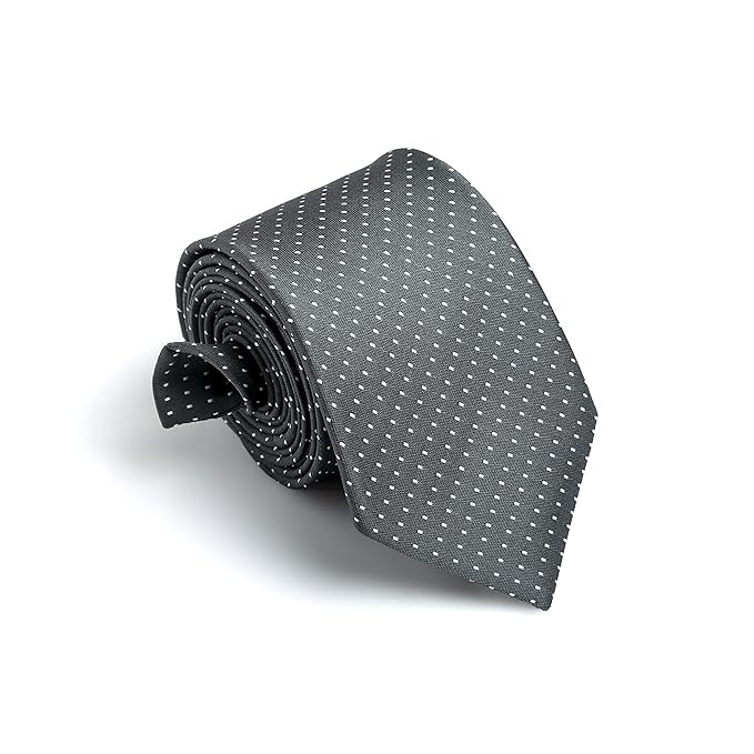 Young Arrow Men's Microfiber Pin Dot Necktie | Formal & Casual Wear – Soft Texture – Ideal for Office, Weddings, Parties (Grey) - Image 1