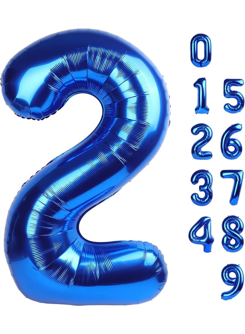 TOY GARDEN 40 Inch Blue Number 2 Foil Balloon for Birthday Party Decorations, Anniversary, Celebration Event Decor, Large Helium Air Fill Number Balloon - Image 1