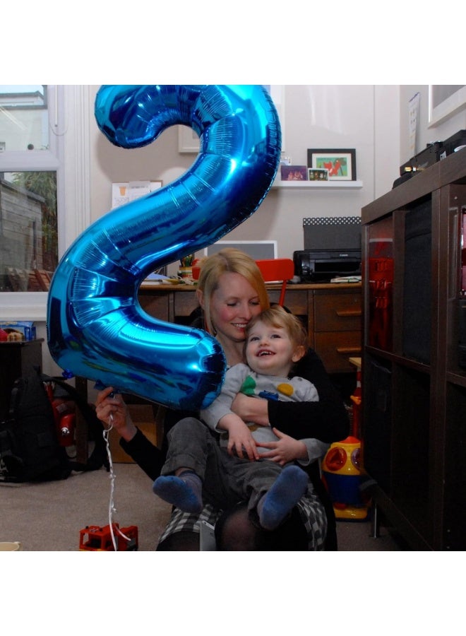 TOY GARDEN 40 Inch Blue Number 2 Foil Balloon for Birthday Party Decorations, Anniversary, Celebration Event Decor, Large Helium Air Fill Number Balloon - Image 3