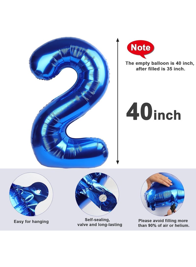TOY GARDEN 40 Inch Blue Number 2 Foil Balloon for Birthday Party Decorations, Anniversary, Celebration Event Decor, Large Helium Air Fill Number Balloon - Image 4