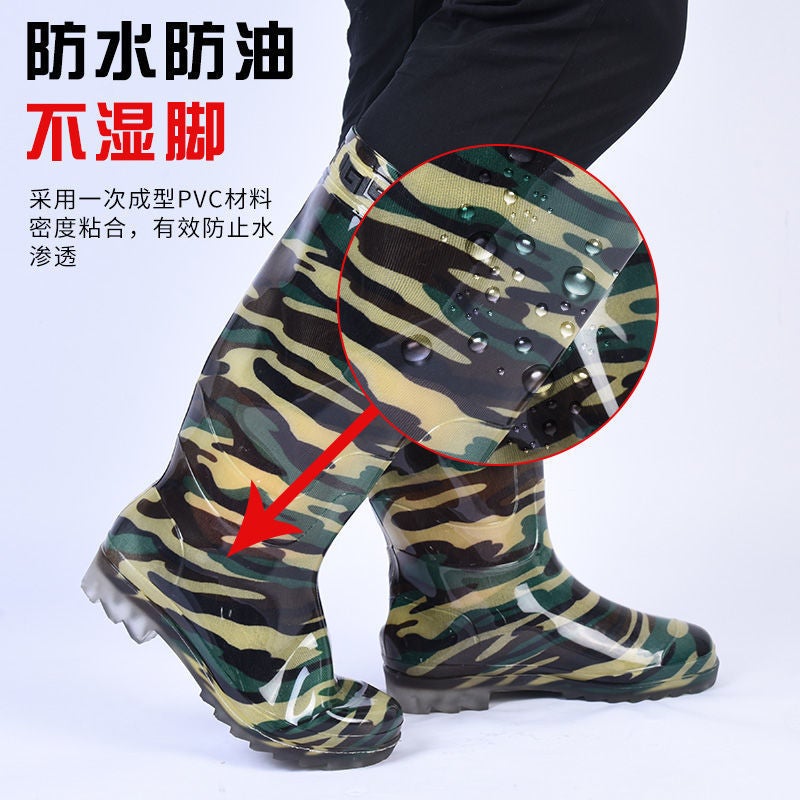 Rain Boots Labor Protection Site Pvc Rain Boots Men'S High Tube Non-Slip Wear-Resistant Rubber Shoes Water Shoes Thickened Tendon - Image 3